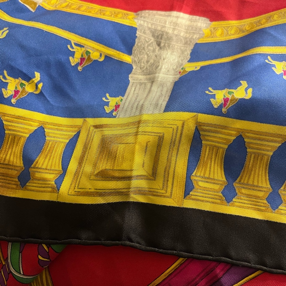 Celine Vibrant Pink and Blue Silk Scarf - Picture 7 of 8